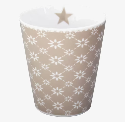 Happy Mugs - Diagonal Taupe från Krasilnikoff med blommor