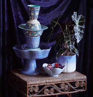 Liten Skål Bird & Pansy Print från Rice med blommönster