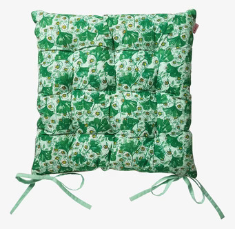 Sittdyna Leaves & Flowers från Rice med gröna blad och blommor