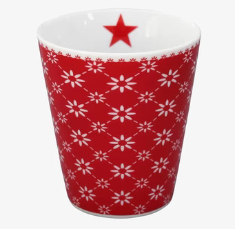 Krasilnikoff Happy Mugs - Diagonal Red med rött blommönster