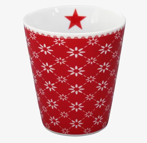 Krasilnikoff Happy Mugs - Diagonal Red med rött blommönster