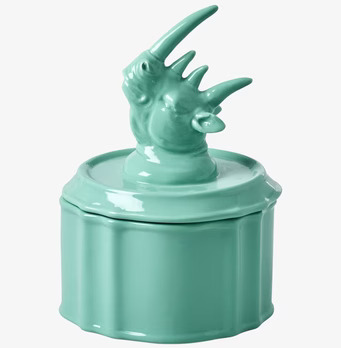 Porslinsask Noshörning från Rice i mintgrön färg