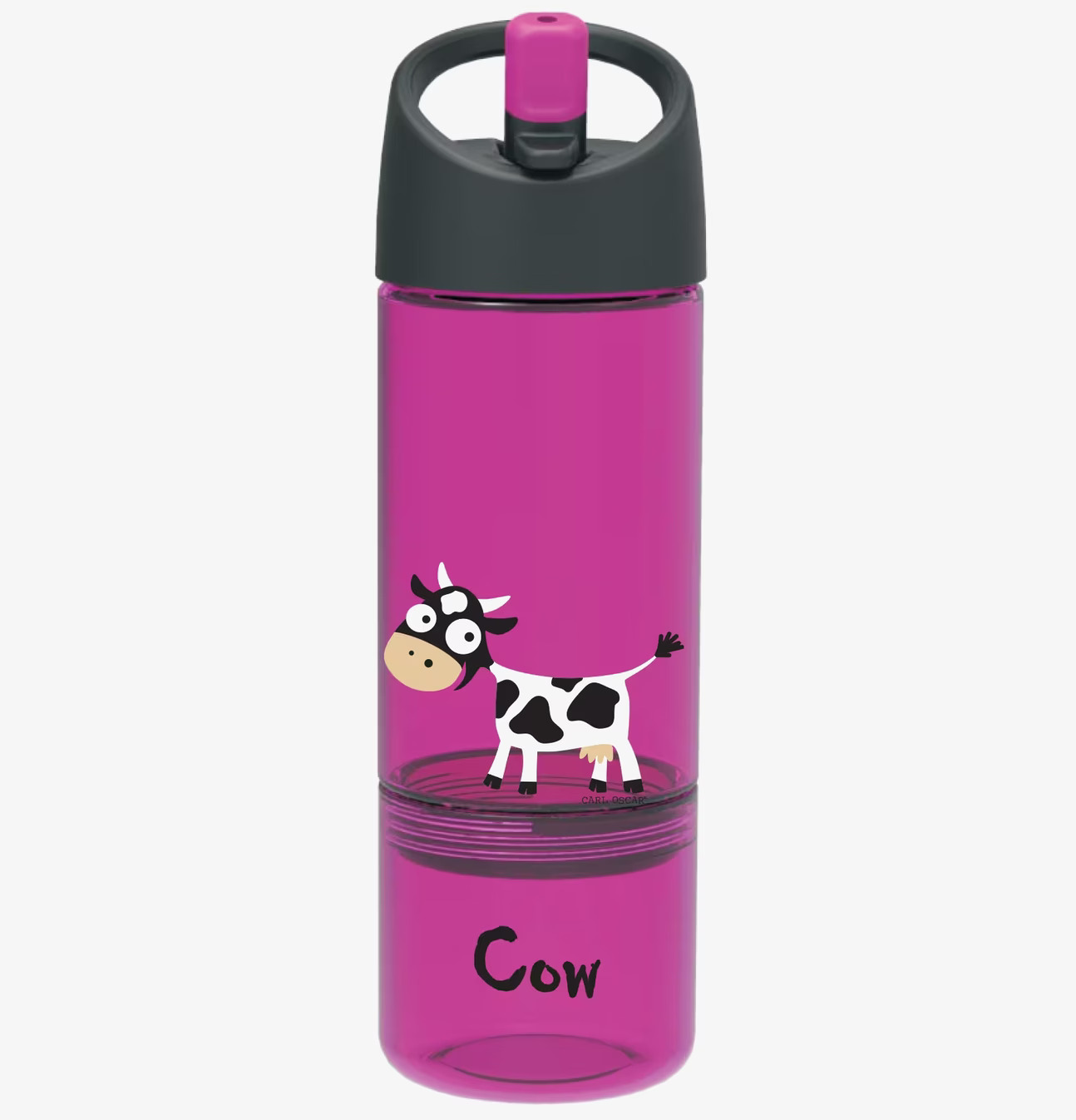 Barnflaska 2 in 1 Cerise från Carl Oscar med ko-illustration