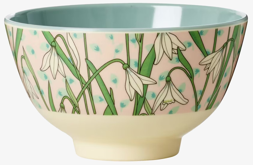 Liten Skål Snowdrop Print från Rice med snödroppsmönster