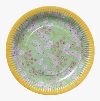 Papperstallrik Butterfly & Flower från Rice med fjärilar och blommor