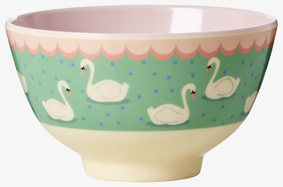 Liten Skål Swan Print från Rice med svanmönster och färger