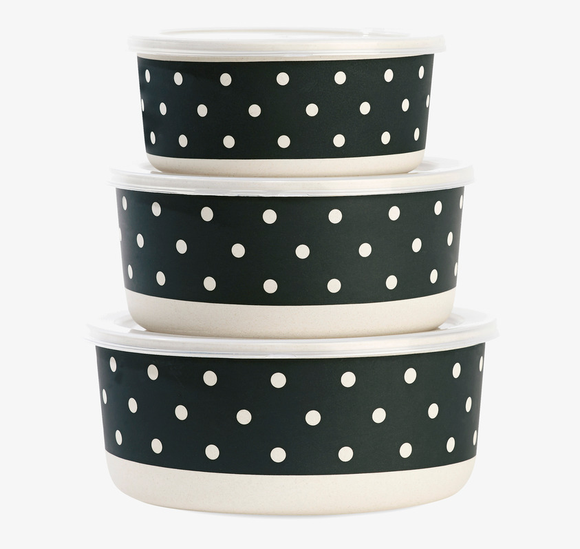 Skålar Black/White Dots 3-Pack från Miss Etoile, staplade