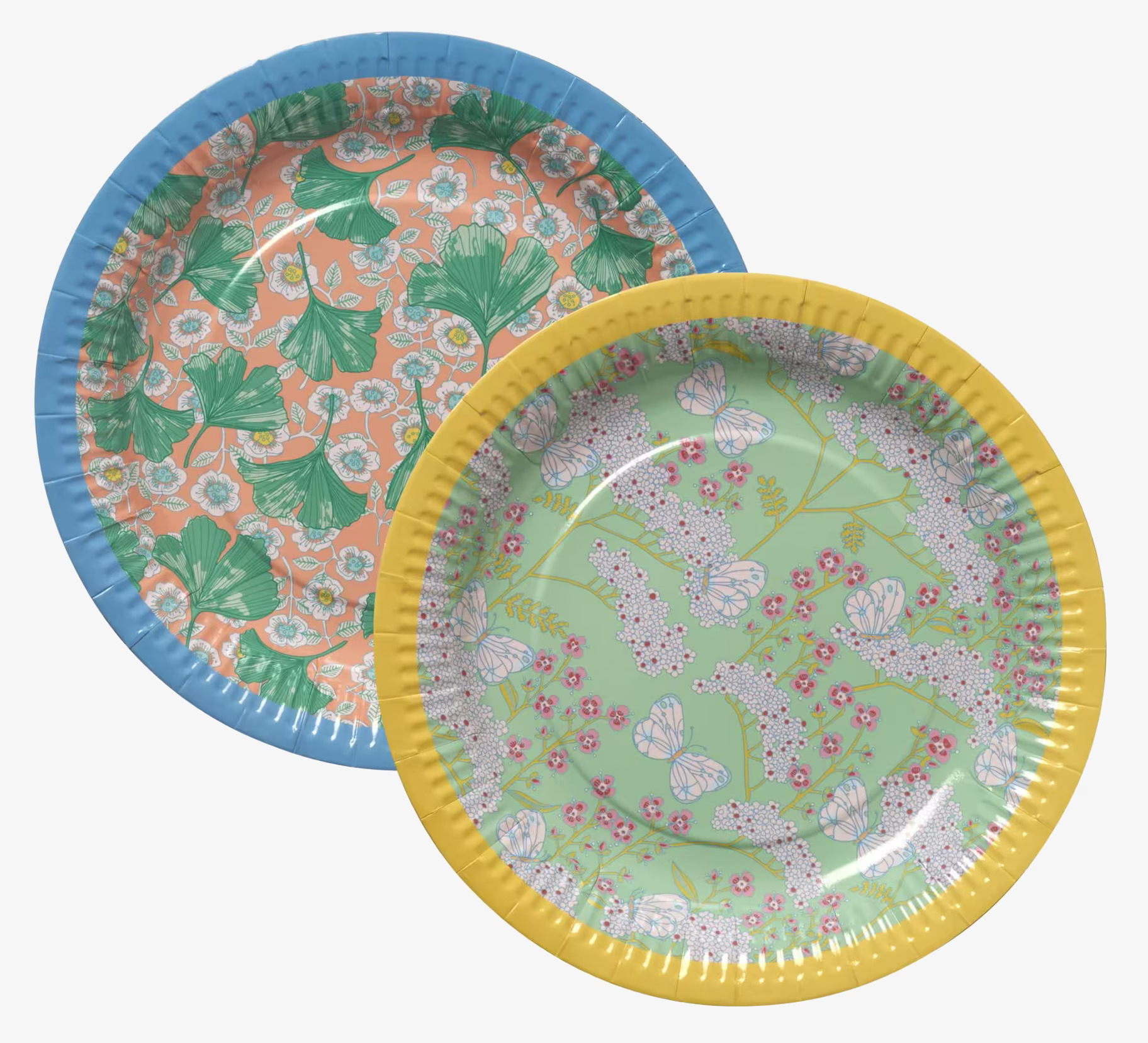 Papperstallrik Butterfly & Flower från Rice, färgglada mönster