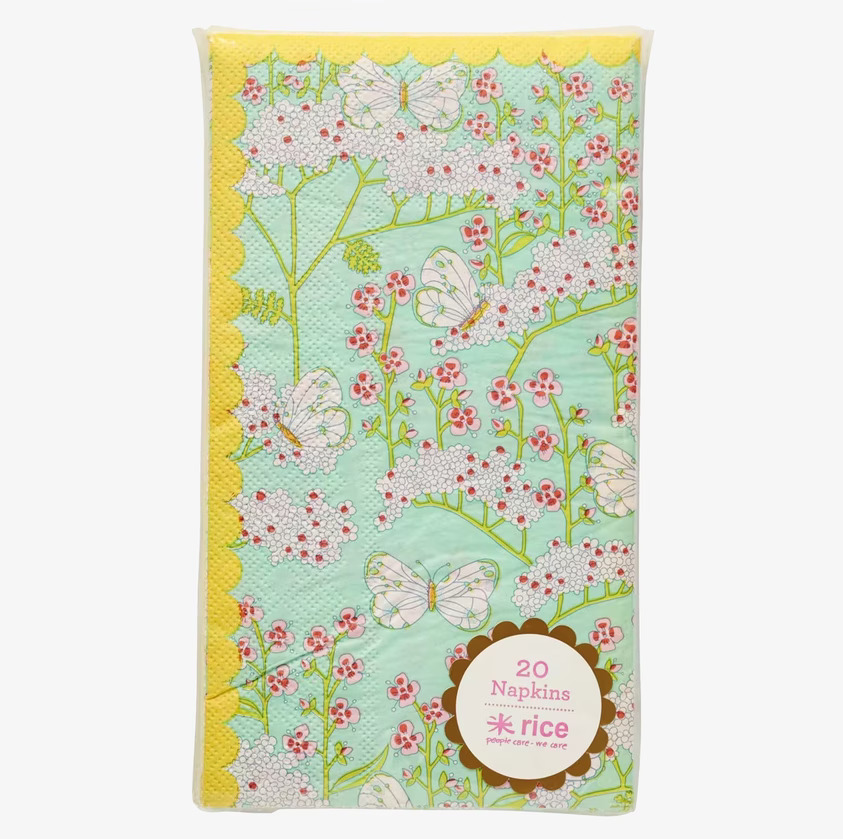 Servetter Butterfly & Flowers från Rice med fjärilar och blommor