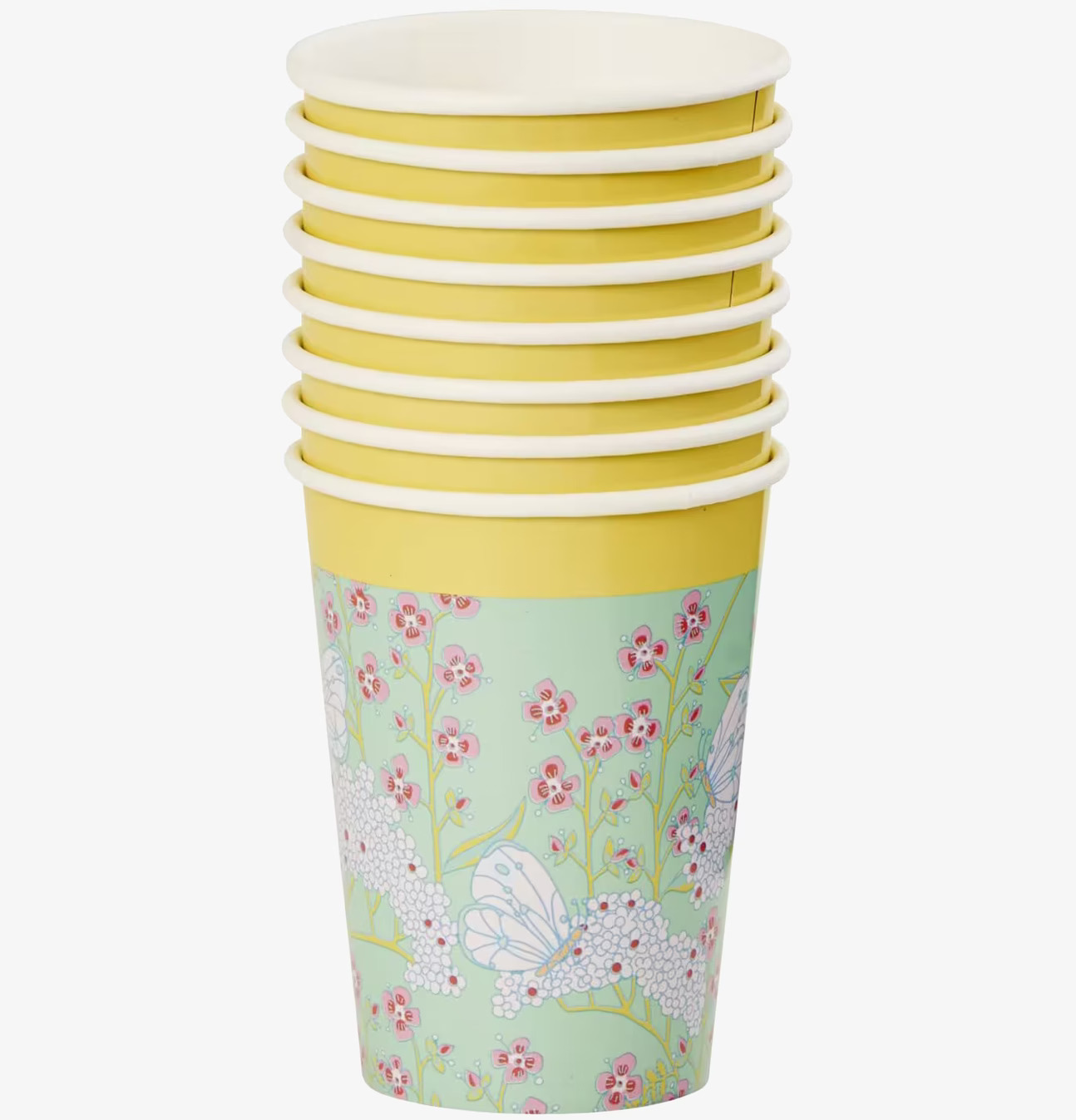 Pappersmuggar Butterfly & Flowers från Rice i stapel