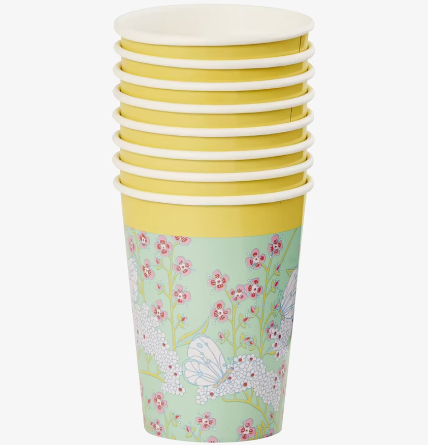 Pappersmuggar Butterfly & Flowers från Rice i stapel