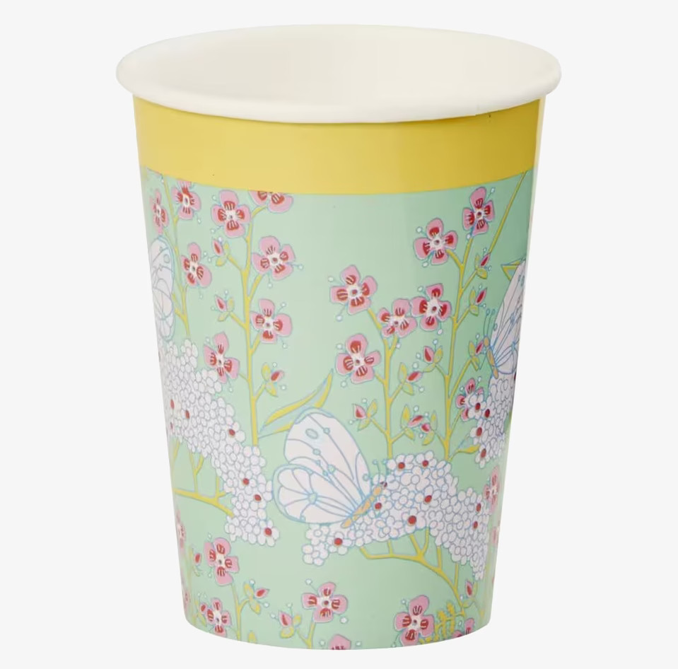 Pappersmuggar Butterfly & Flowers från Rice med blommönster