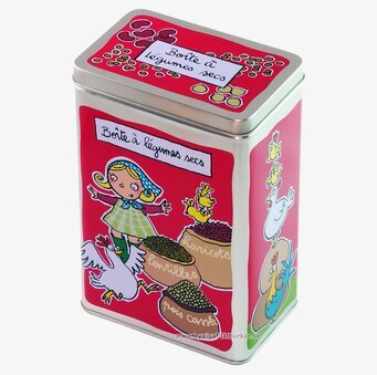 Bild av färgglad plåtburk med lantlig och lekfull design