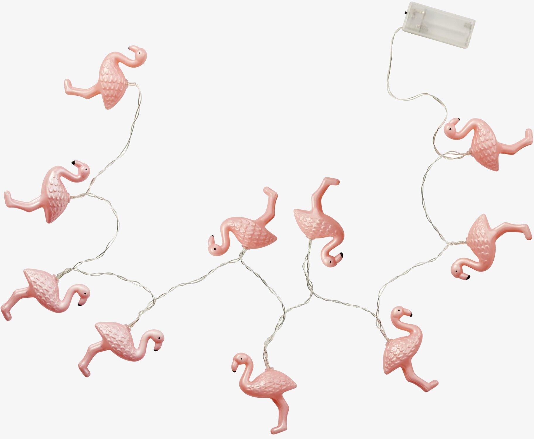 Ljusslinga LED Flamingo från Rice med rosa flamingofigurer