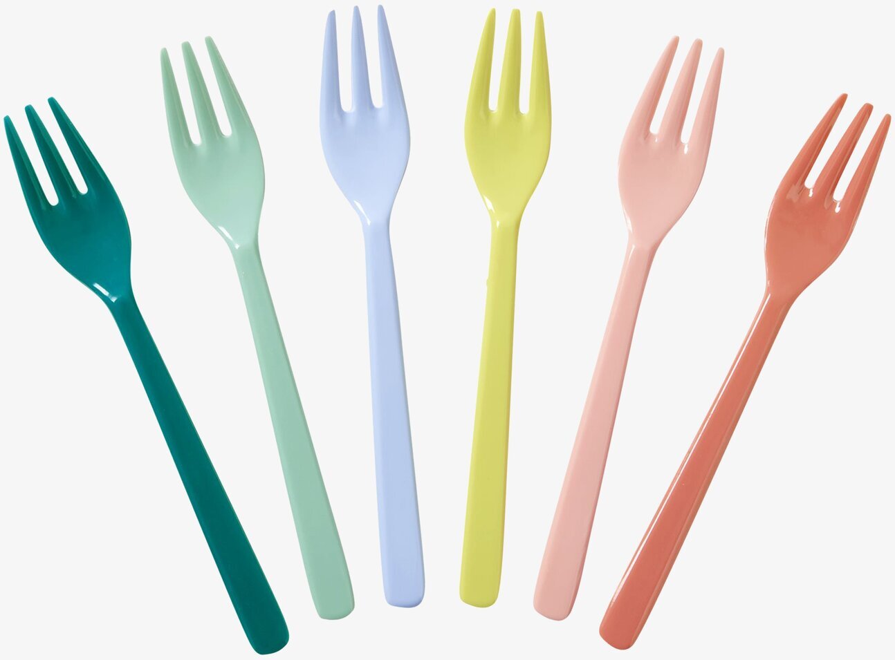 Tårtgaffel 6-Pack Shine från Rice i färgglad plast