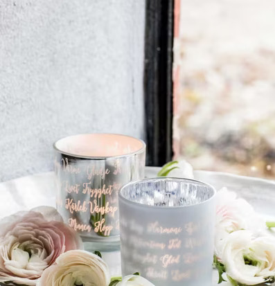 Original Vit & Silver - Majas Cottage ljuslyktor på bricka