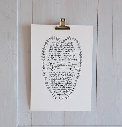 Print - För Kärlekens Skull från Majas Cottage med hjärta