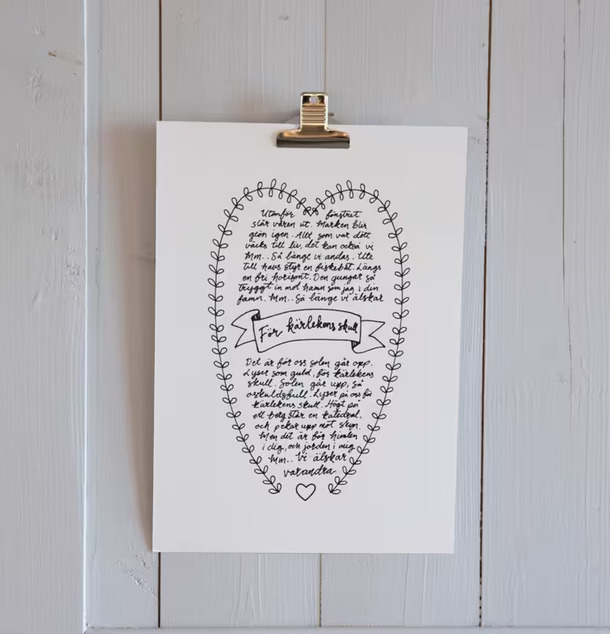 Print - För Kärlekens Skull från Majas Cottage med hjärta