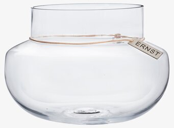 Glasvas Ernst från Ernst med läderrem och metallbricka