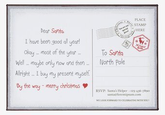 Plåtskylt Dear Santa från IB Laursen med julkortdesign