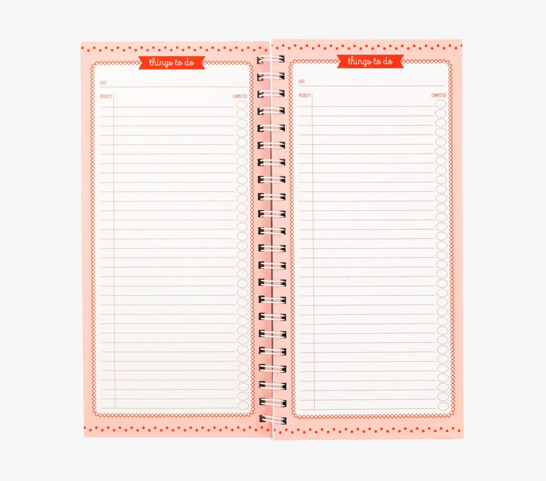 Big Wire-O To-Do Notebook från Rice med prickig rosa omslag