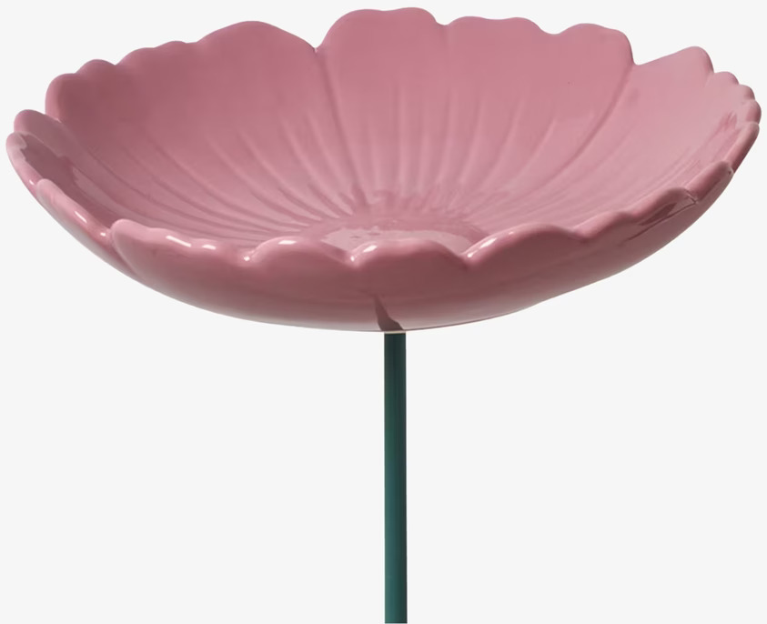 Fågelbad Keramik Rosa från Rice i blomformad design