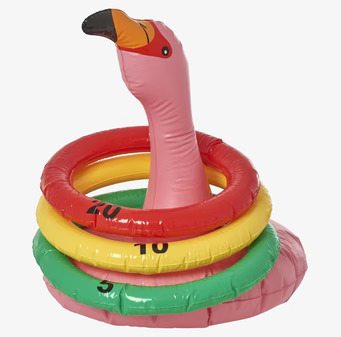 Kasta Ring Flamingo från Rice, uppblåsbar lekprodukt för barn