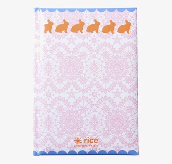 A5 Notebooks från Rice med spetsmönster och orange kaniner