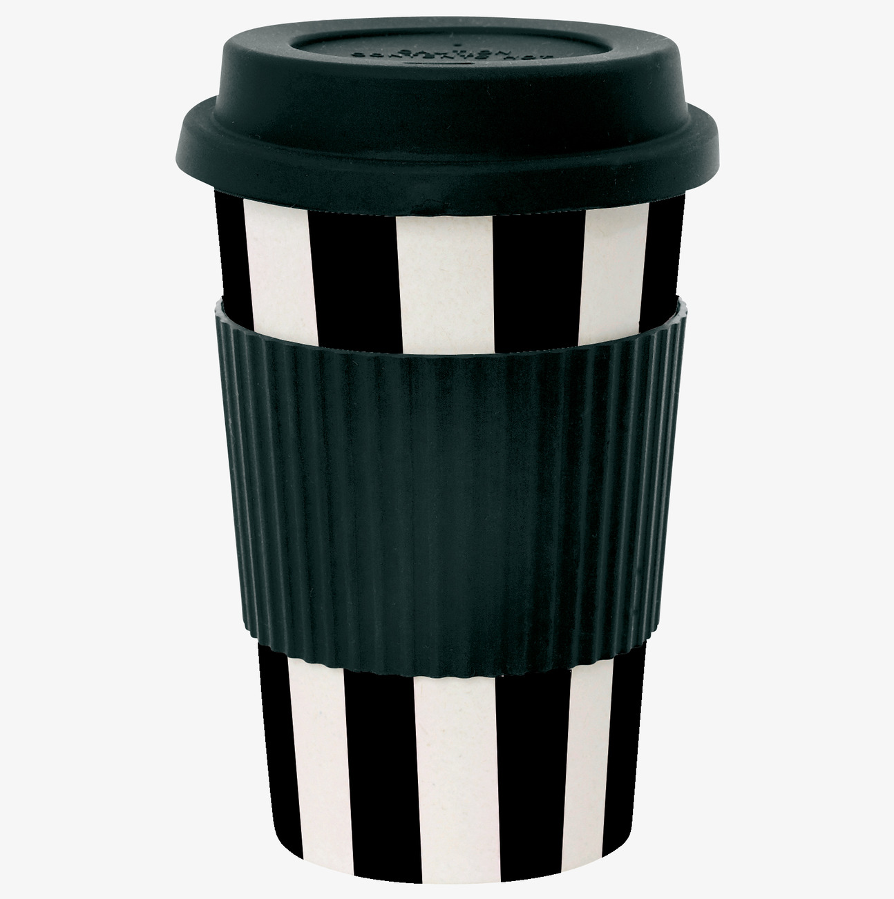 Mugg Take Away Black Stripes från Miss Etoile med lock