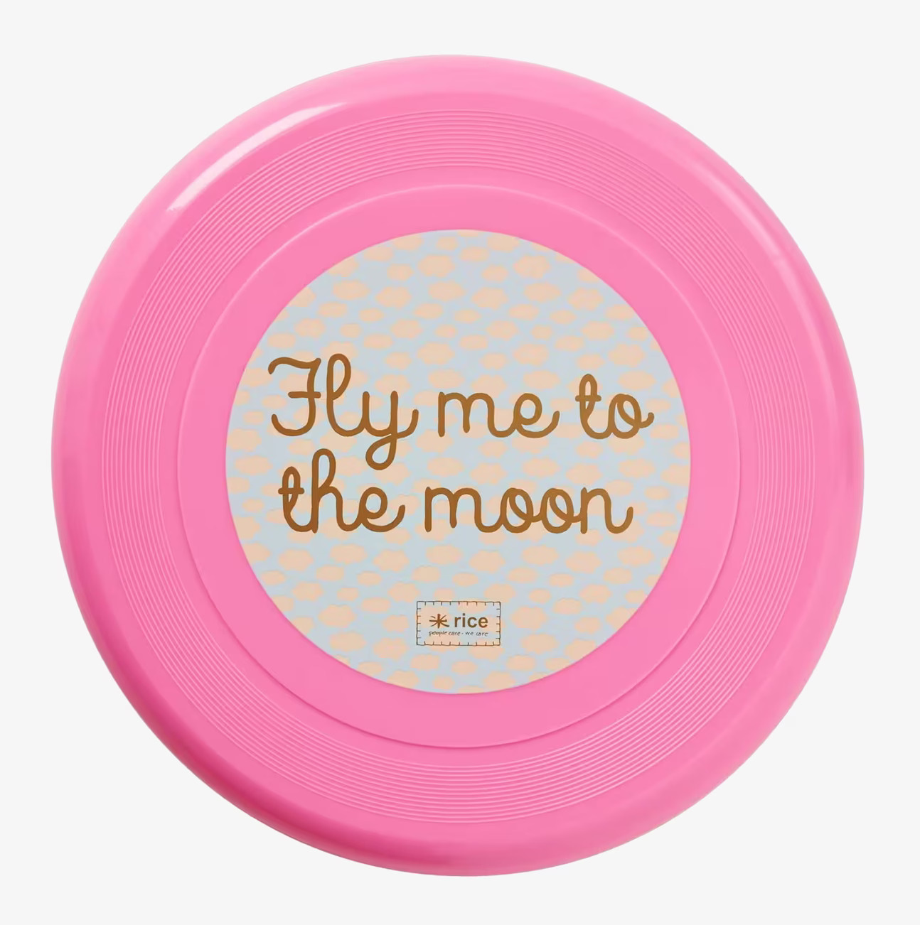 Frisbee Rosa från Rice med rosa färg och dekorativ etikett