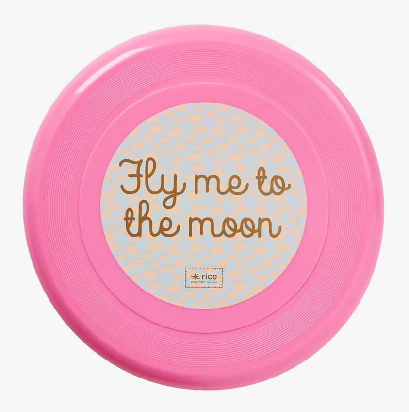 Frisbee Rosa från Rice med rosa färg och dekorativ etikett