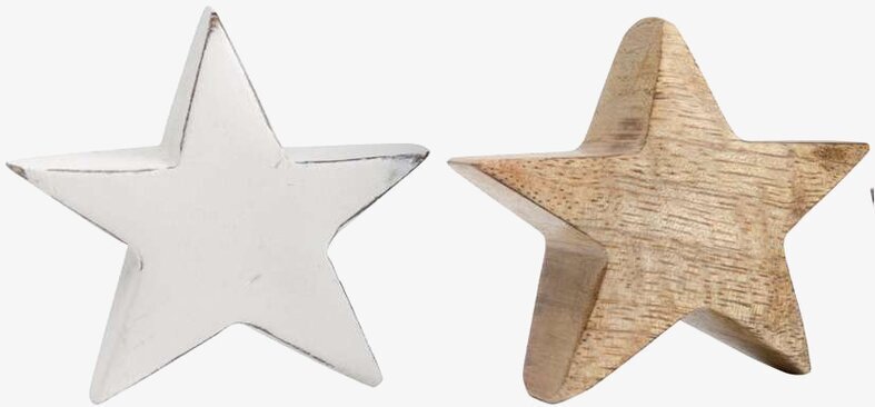 Trästjärna från IB Laursen i naturligt och vitmålat trä