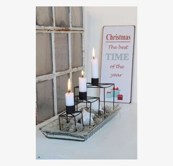 IB Laursen Trästjärna på glasbricka med juldekorationer