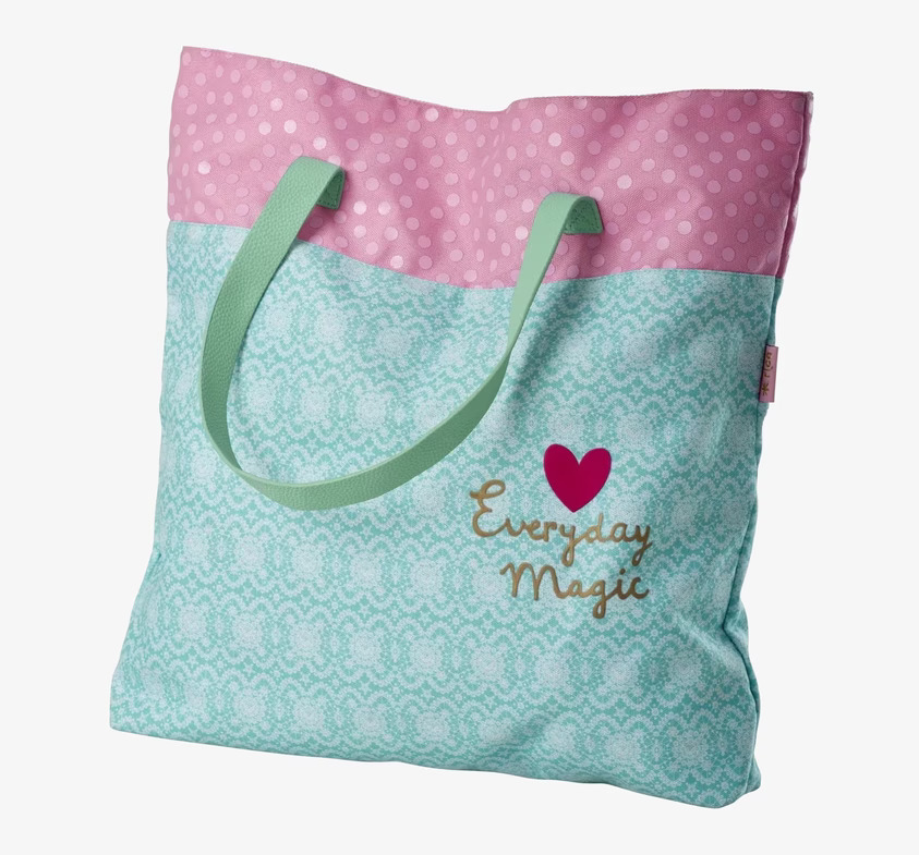 Dark Mint Lace Printed Shopper från Rice med spetsmönster