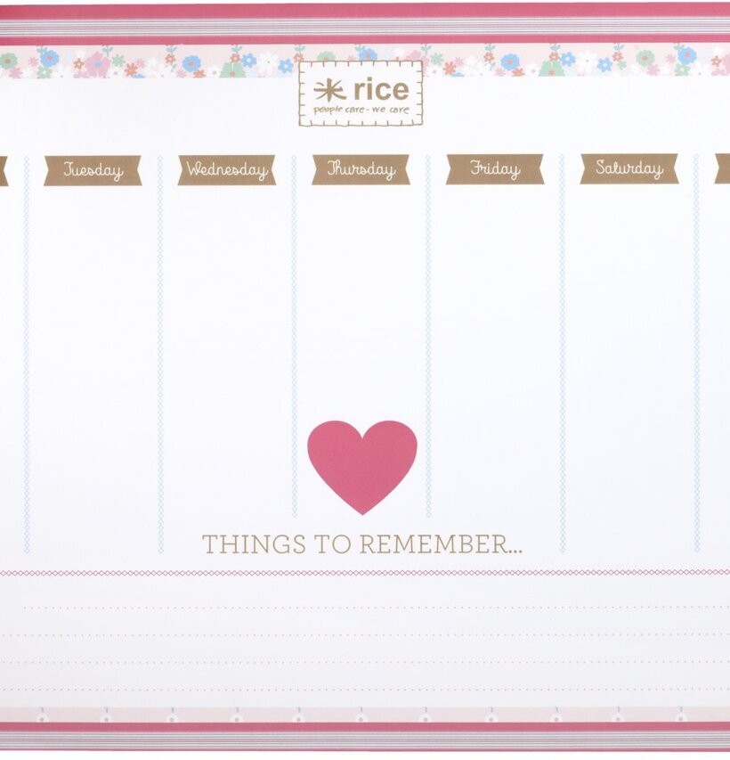 Desk Planner från Rice med färgglad design och veckodagar
