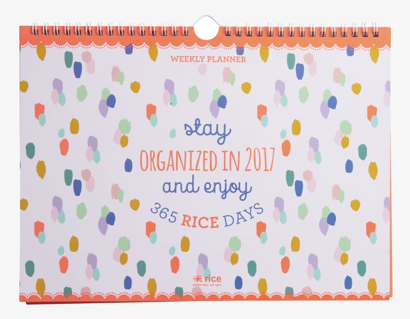 Weekly Planner 2017 från Rice med färgglatt och lekfullt omslag