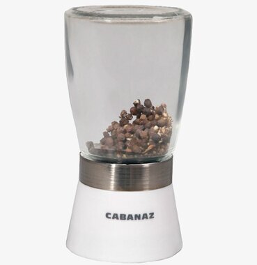 Salt och pepparkvarn vit från Cabanaz med glas och metall