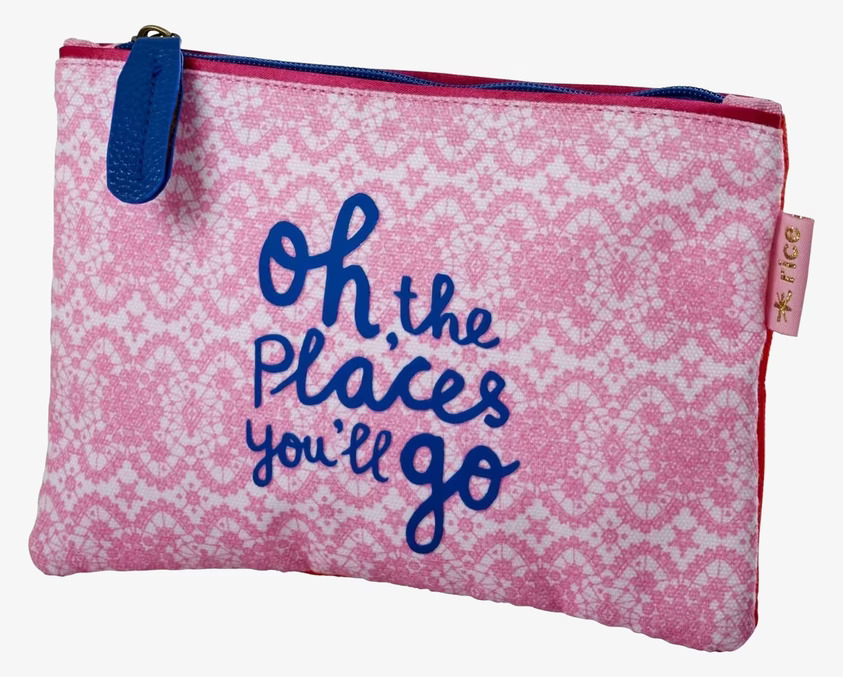 Liten Väska Pink Lace Print från Rice på vit bakgrund