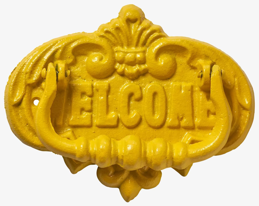 Dörrknackare Gul från Rice med WELCOME och blommönster