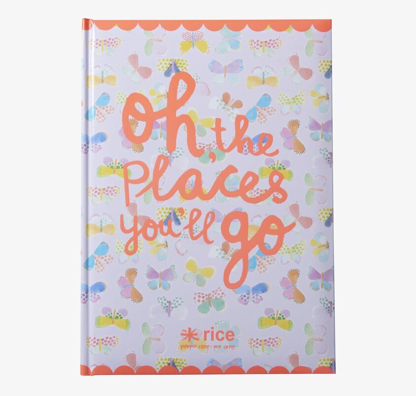 Notebook - Oh The Places från Rice med färgglada fjärilar
