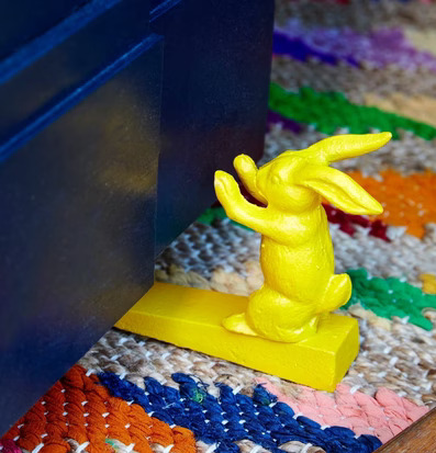 Dörrstopp Grön/Blå från Rice: Gula kaninformad dörrstopp