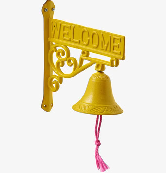 Dörrklocka Gul från Rice med gul färg och rosa snöre