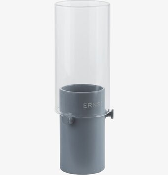 Rund Lykta Värmeljus Grå från Ernst med metallbas och glascylinder