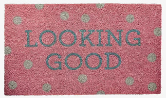 Dörrmatta Looking Good från Rice i rosa med vita prickar