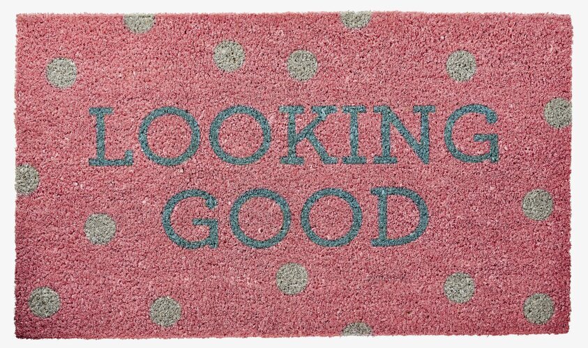 Dörrmatta Looking Good från Rice i rosa med vita prickar