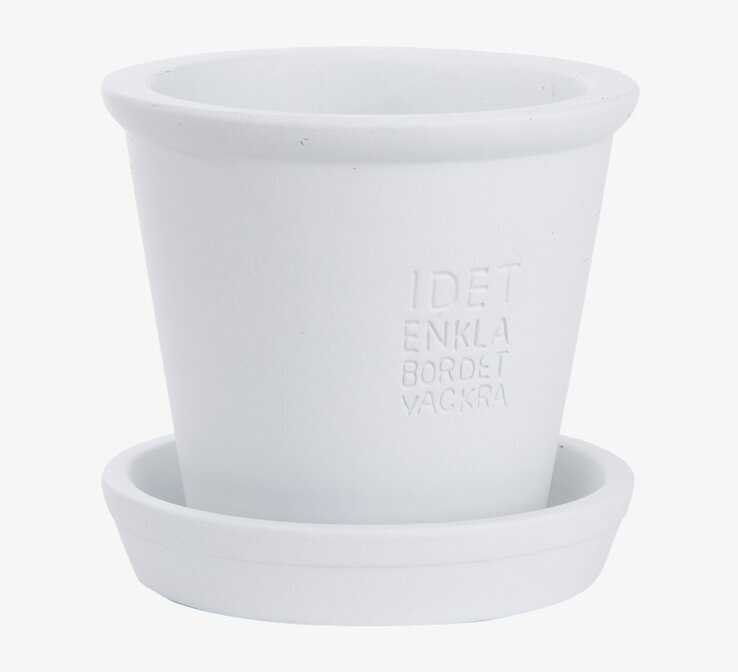Kruka Inkl Fat Vit Ø25 från Ernst med ingraverad text