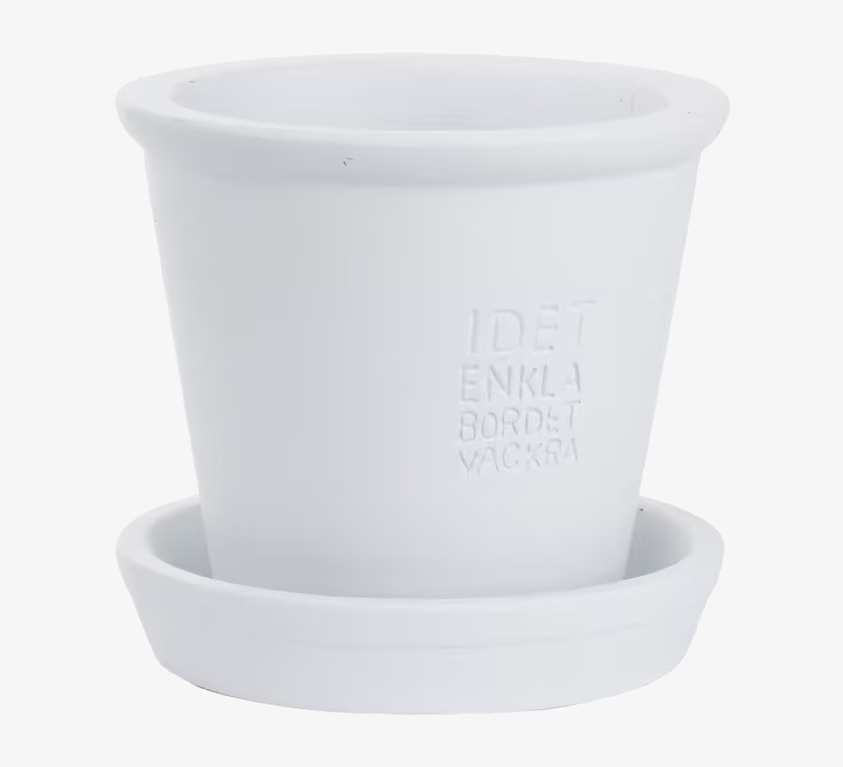 Kruka Inkl Fat Vit Ø25 från Ernst med ingraverad text