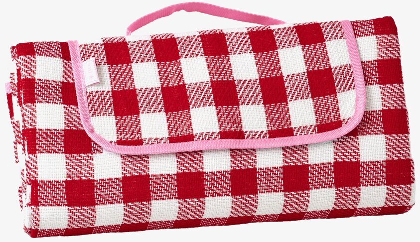Picknickfilt Röd/Rosa från Rice med rutmönster och handtag