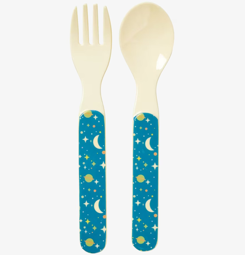 Bestickset Universe Print Blå från Rice med rymdmotiv