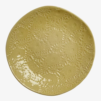 Tallrik Embossed Pastel Lime Green från Rice med blommönster